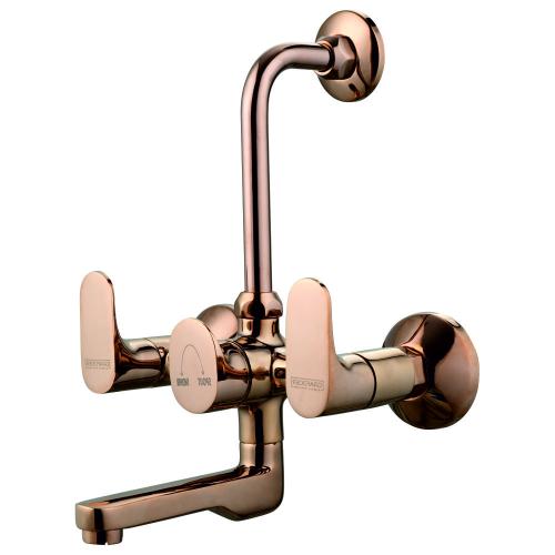 Wall Mixer with Provision for Overhead  Shower with L-Bend Pipe Rose Gold